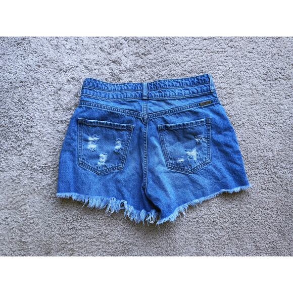 Kancan High Rise Distressed Jean Shorts Estilo Blue Size 27 Classic Casual Fall - Picture 5 of 5